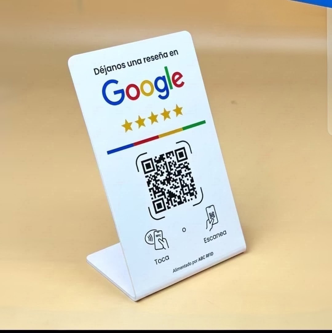 Placa parante NFC y QR para reseñas de Google