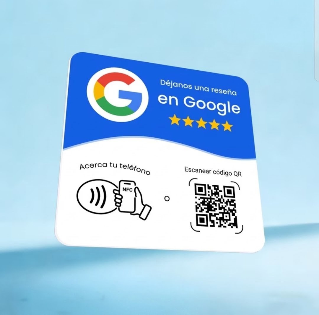 Placa de mesa NFC y QR para reseñas de Google
