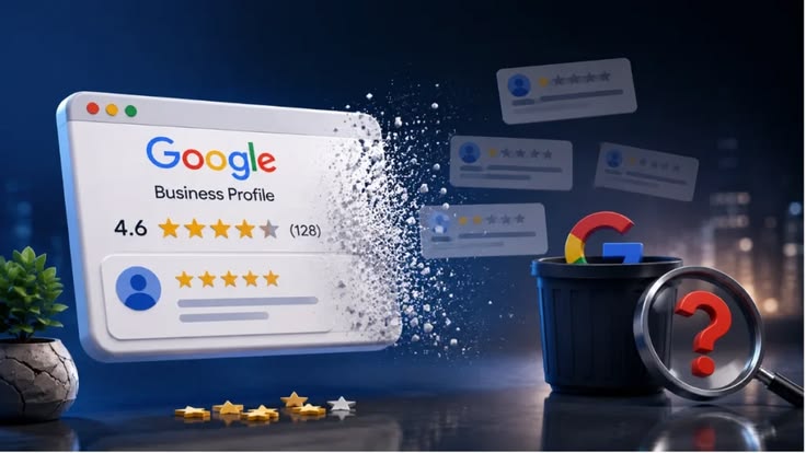 Ilustración de un perfil de negocio de Google con reseñas