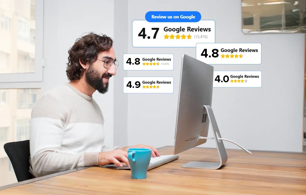 Persona revisando reseñas de Google de su negocio